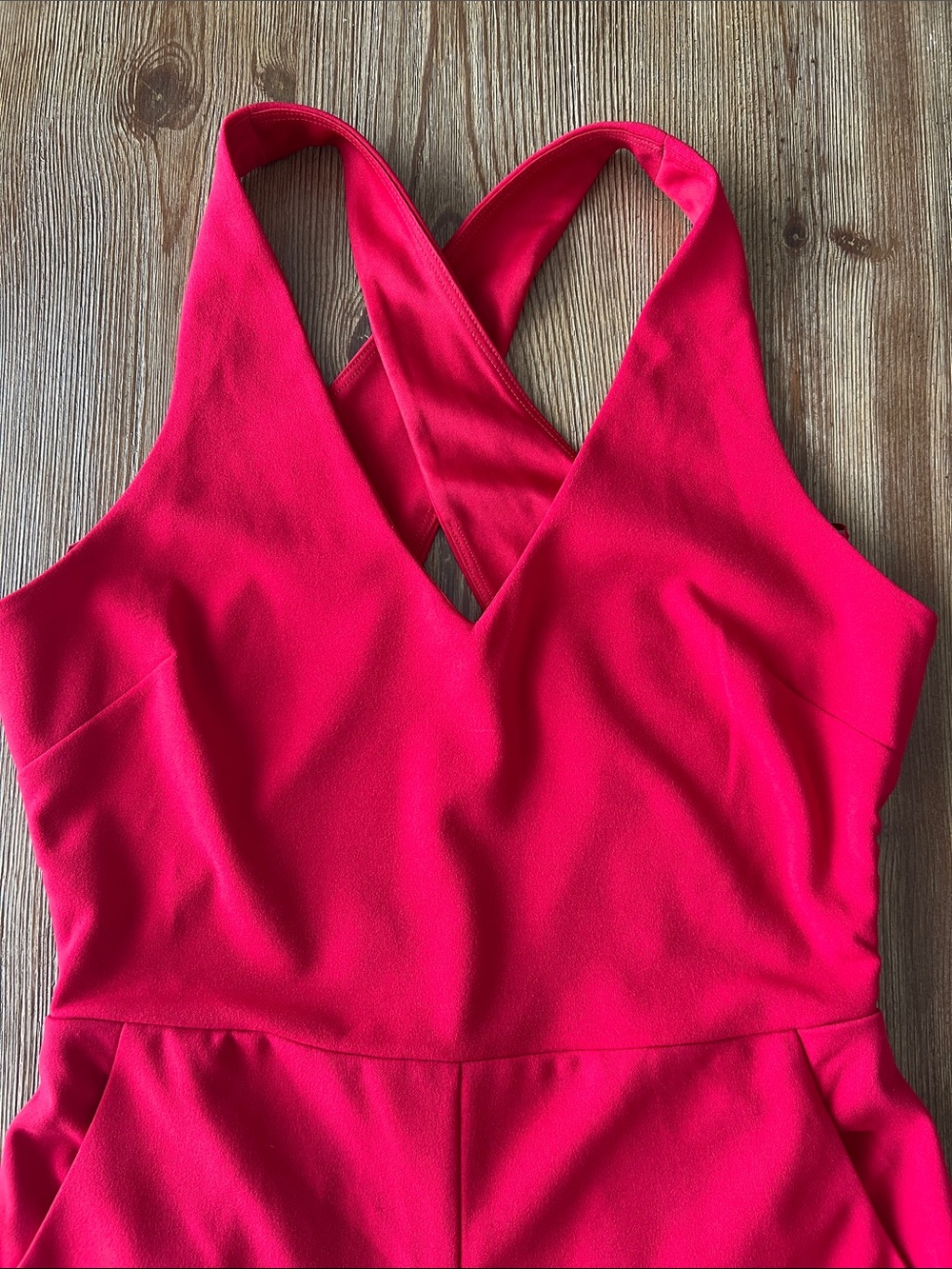 NWT Bright Red Cross-Back Romper - Picture 3 of 7